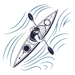 Top- Down View of a Kayaker Paddling in Wavy Water kayaking canoe