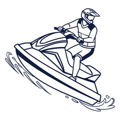 Person Riding Jet Ski on Water Line Art personal watercraft