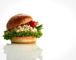 Delicious mini chicken salad sandwich with fresh lettuce and tomato