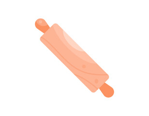 An illustration of a rolling pin. Kitchen utensils for flattening, thinning, and shaping dough. Cooking ware. Kitchen equipment. Objects or items. Flat design. Clip art or sticker. White background.