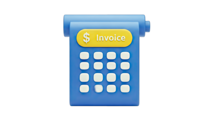 3D Invoice Icon on White Background
