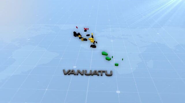 Vanuatu Geographic Map and Flag Animated Motion Graphic Background