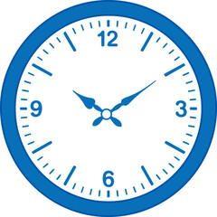 Simple Blue Analog Wall Clock Icon