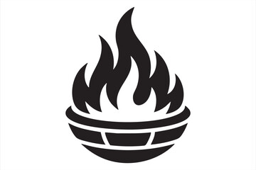 Minimal Fire Bowl Logo Icon for Restaurant and Food Concepts