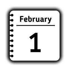 February 1st calendar new year day reminder icon note pad diary symbol