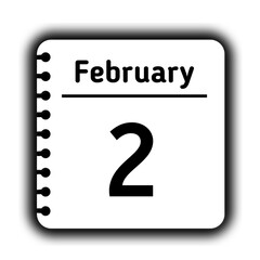 February 2st calendar new year day reminder icon note pad diary symbol
