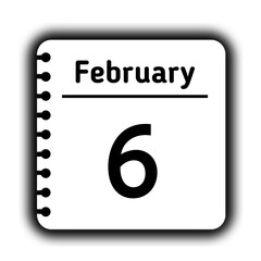 February 6st calendar new year day reminder icon note pad diary symbol