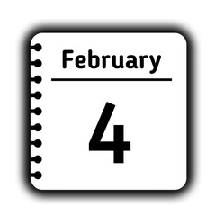 February 4st calendar new year day reminder icon note pad diary symbol