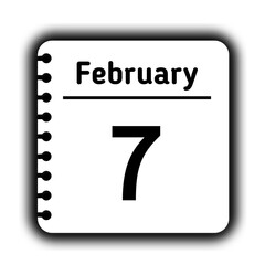 February 7st calendar new year day reminder icon note pad diary symbol
