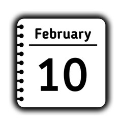 February 10st calendar new year day reminder icon note pad diary symbol