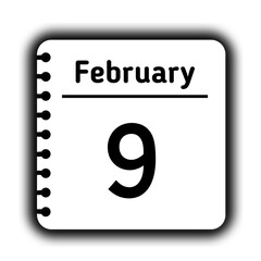 February 9st calendar new year day reminder icon note pad diary symbol