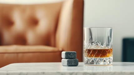 Stylish drink on a marble table.