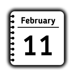 February 11st calendar new year day reminder icon note pad diary symbol