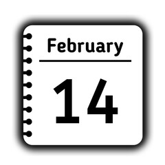 February 14st calendar new year day reminder icon note pad diary symbol