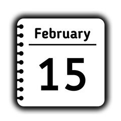 February 15st calendar new year day reminder icon note pad diary symbol