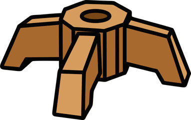 Wooden Christmas tree stand with a central hole for the tree trunk.