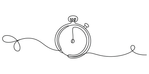 Continuous line drawing of a stopwatch Vector, illustration © Icon_gallery