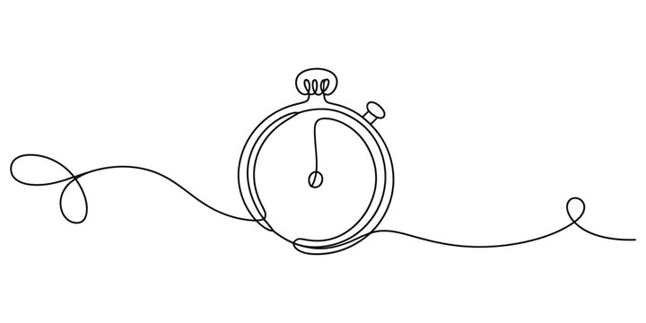 Continuous line drawing of a stopwatch Vector, illustration