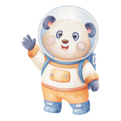 Cute Watercolor Panda Astronaut Character Illustration for Kids