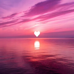 a minimalist romantic seascape at sunset