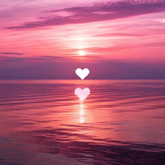 a minimalist romantic seascape at sunset