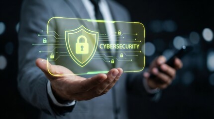 businessman touching virtual screen