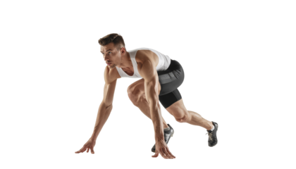 Man in Starting Position for Sprint.