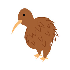 Illustration of Brown Kiwi Bird on White