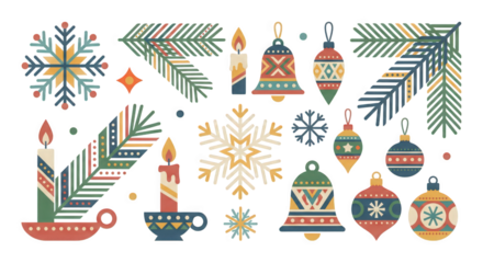 Assortment of Christmas Ornaments and Decorations holiday