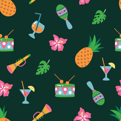 Seamless Pattern of Tropical Illustrations. Endless patterns for your design	