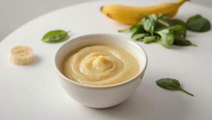 Healthy baby food in bowl. Bowl with delicious puree