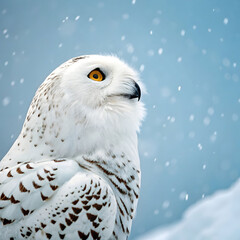 a charming snowy owl with striking golden eye