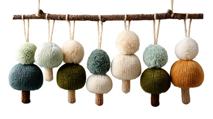 Hand made wool balls on white background