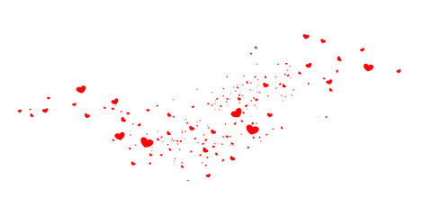 Dynamic Red Heart Particle Splash Diagonal Motion on White Background Love Concept