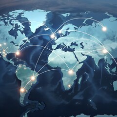 world map on blue background