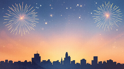 Watercolor New Year Fireworks Sky With Bright Colors And Cheerful Festive Spirit