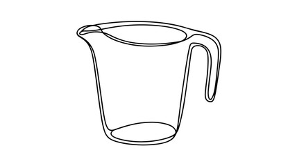  a minimalist one-line drawing of a measuring cup or jug