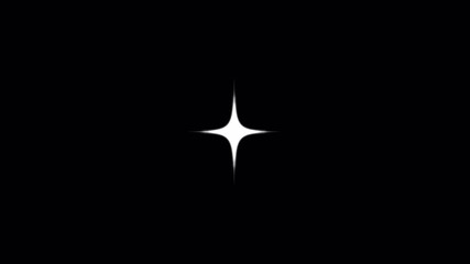 Single star glitter animation on black background, bright white twinkling star flashing softly as minimal sparkle accent for clean highlights and subtle visual emphasis
