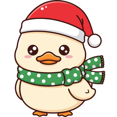 Adorable Duck Wearing Santa Hat Christmas