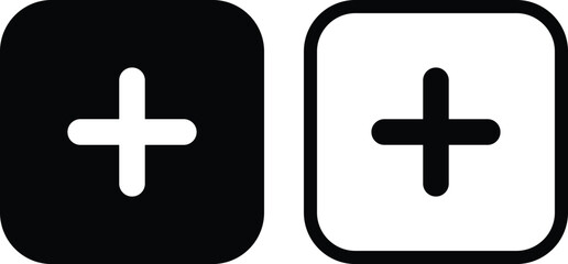 Obraz premium Plus Icon in Rounded Square Button Vector