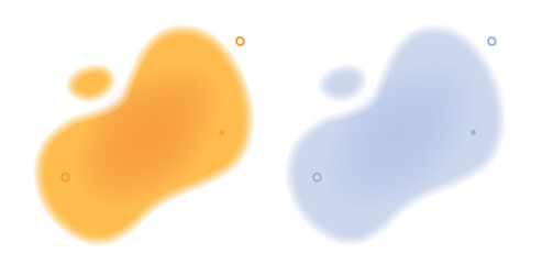 Abstract fluid liquid defocus blurred shapes elements soft design blobs vector modern graphic illustration set yellow purple, minimal smooth waves flow backdrops for title text copy space vibrant