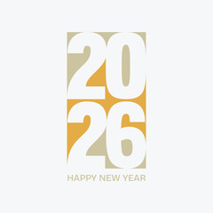 Happy New Year 2026 Modern Typography with Bold Numbers in Minimal Style