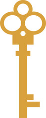 golden key door unlock flat vector clip art 