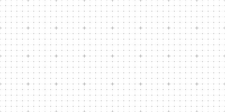 Seamless white grid background dotted pattern paper texture with cross points minimal vector art