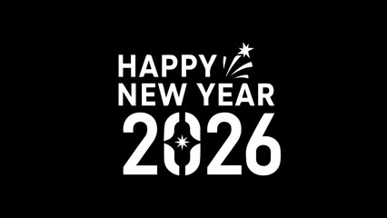 Happy new year 2026 celebration greeting design graphic text typography minimalist modern festive event countdown future holiday announcement banner card