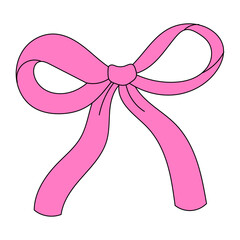 Pink Decorative Bow Illustration with Elegant Loops and Vibrant Ribbon Design