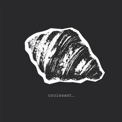 Minimalist Black and White Illustration of a Croissant on a Dark Background