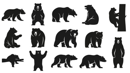 Obraz premium Black bear silhouettes for branding and marketing