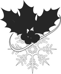 Black bat silhouette on snowflake