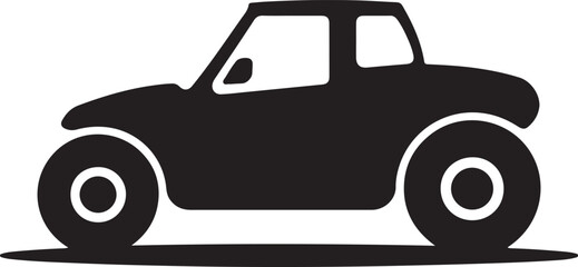 Cartoon car silhouette vector simple buggy side view icon for logo and kids design